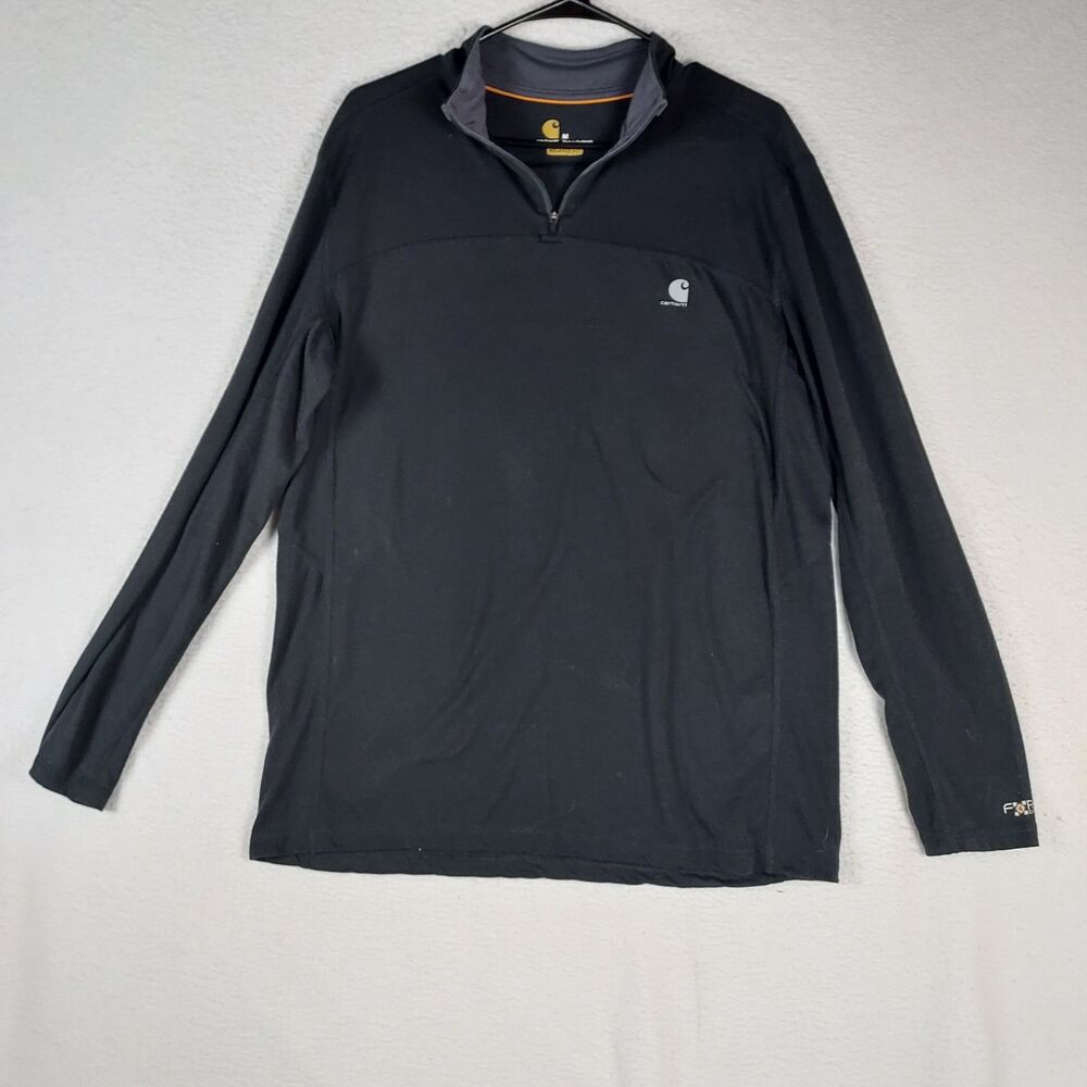 Carhartt Force Men’s Medium Black 1/4 Zip Pullover Shirt Relaxed Fit